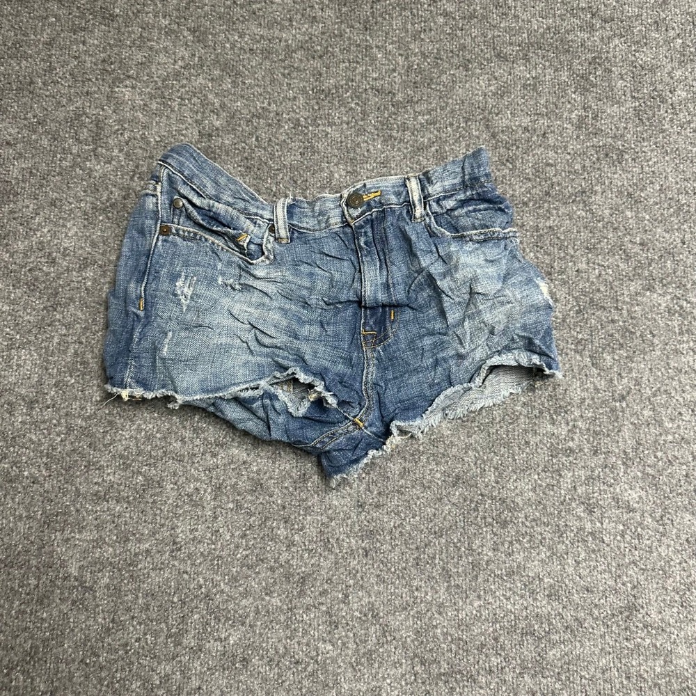 American Eagle Denim Shorts Womens Size 28 Blue Distressed Cutoff Cotton Frayed
